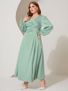 Modelyn Vestido de manga obispo fruncido - verde menta - Ver 5