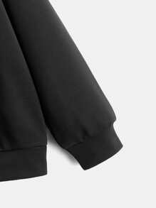 SHEIN Áo nỉ in hình sói dành cho bé trai tuổi teen - màu đen - Xem 4