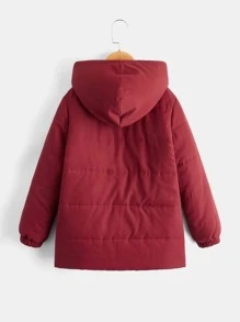 SHEIN Tween 男童翻盖口袋连帽夹棉外套