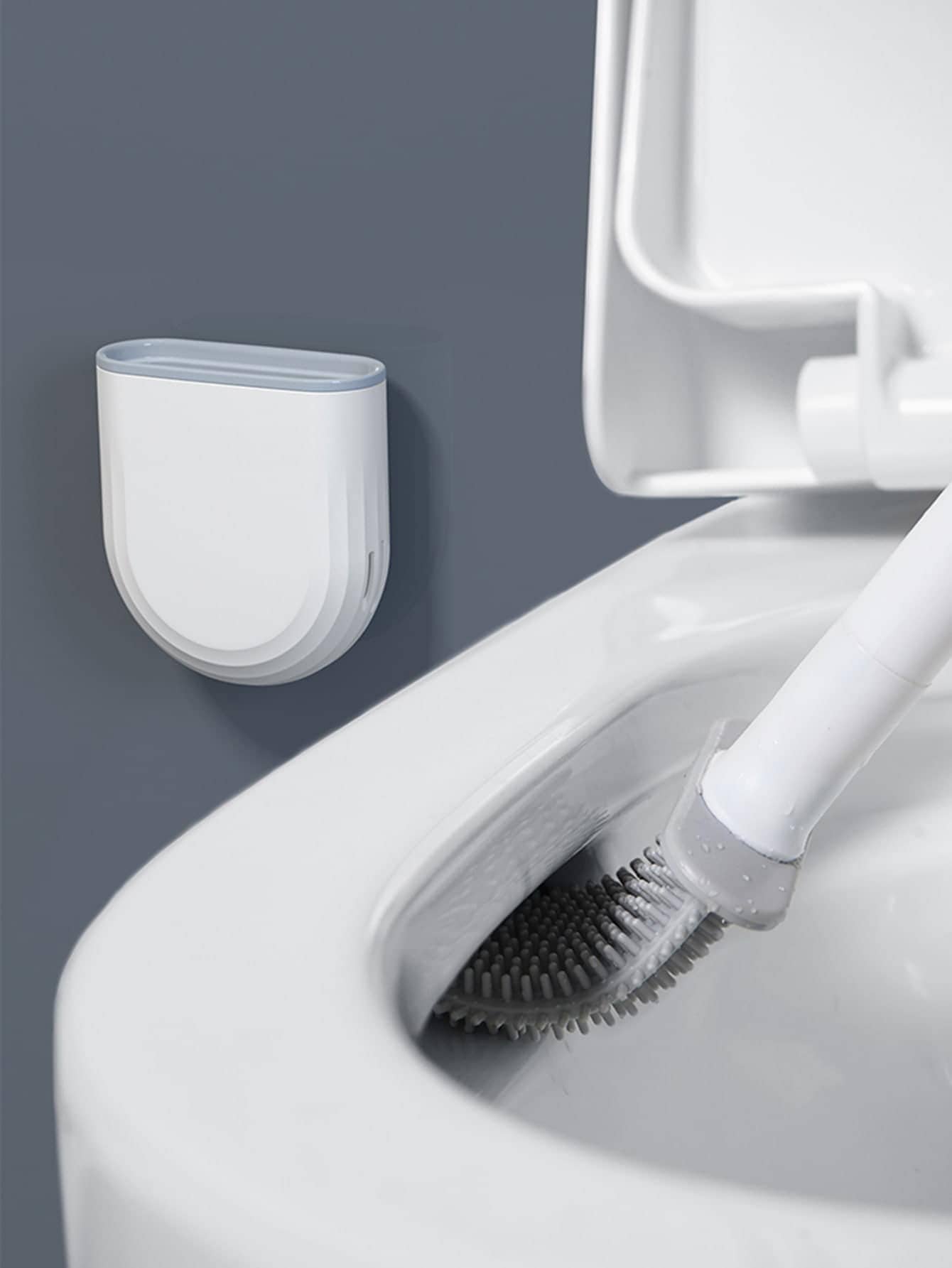 1pc- Soft Rubber Detachable Handle Hook Type Toilet Brush For Efficient Cleaning, Non-Blind Spot Design - Multicolor - View 1