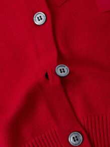 Baby Girls' Fashionable Knitted Cardigan Sweater With Bow Tie Detail For Spring/Summer - Red - View 6