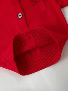 Baby Girls' Fashionable Knitted Cardigan Sweater With Bow Tie Detail For Spring/Summer - Red - View 8
