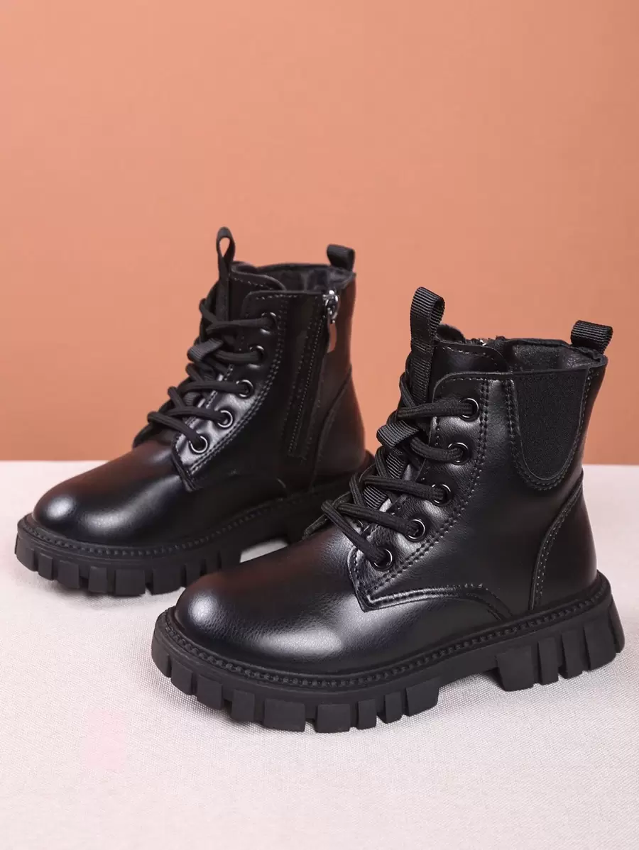Boys Zip Side Lace-Up Front Chelsea Children's Boots