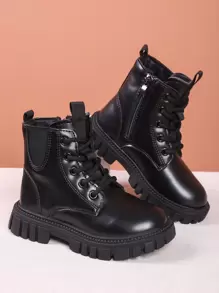 Boys Zip Side Lace-Up Front Chelsea Children's Boots