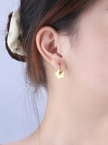 一对时尚简约的花朵造型耳环，采用不锈钢材质，不易褪色，适合日常佩戴。 - 金黃色 - 查看 2