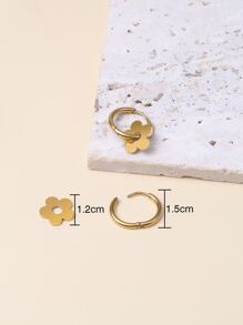 一对时尚简约的花朵造型耳环，采用不锈钢材质，不易褪色，适合日常佩戴。 - 金黃色 - 查看 4