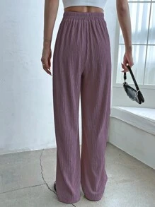 DAZY High Waist Wide Leg Trousers - Purple - View 2