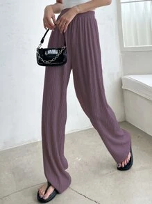 DAZY High Waist Wide Leg Trousers - Purple - View 3