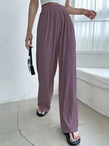 DAZY High Waist Wide Leg Trousers - Purple - View 4