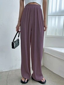 DAZY High Waist Wide Leg Trousers - Purple - View 5