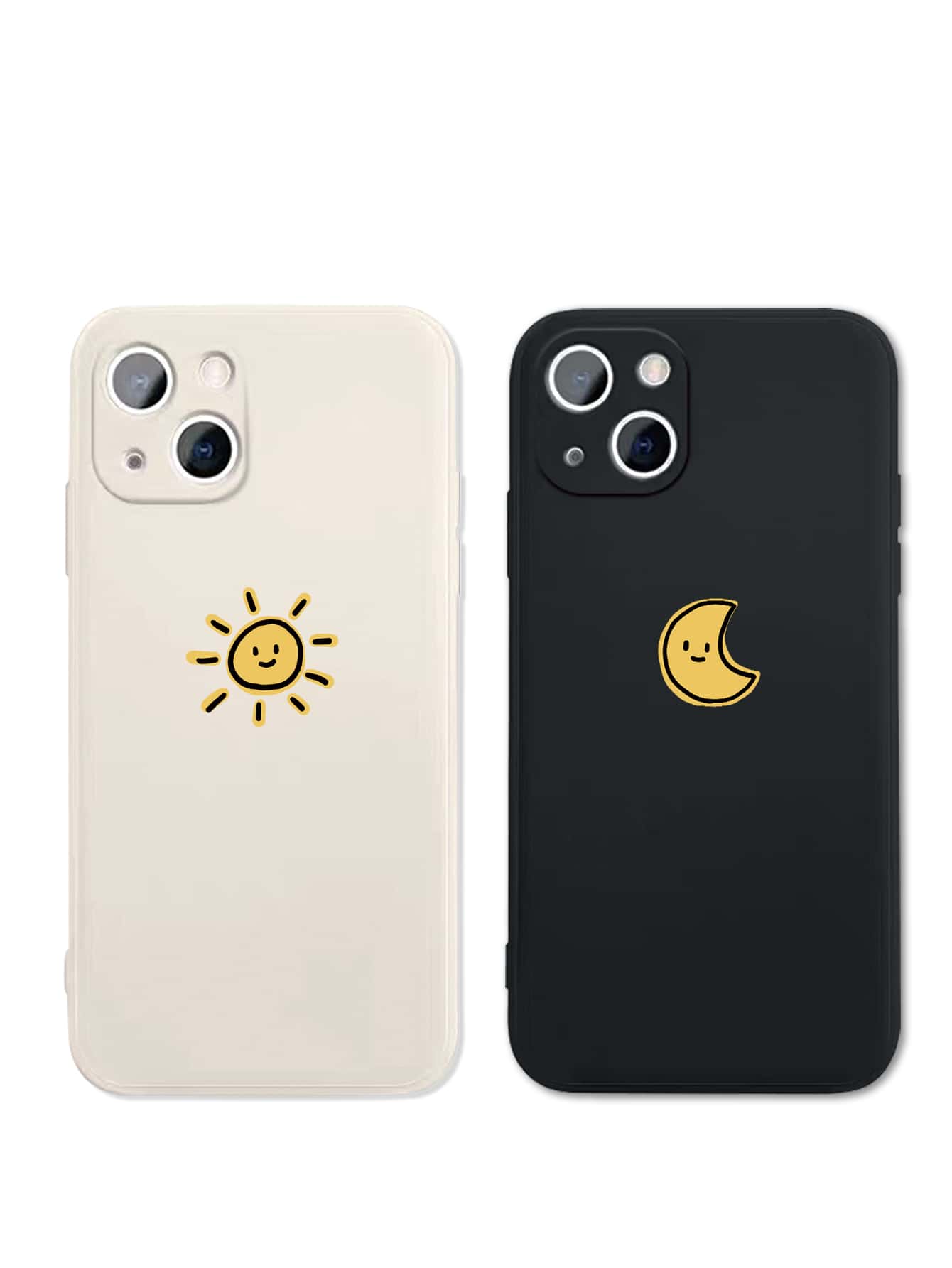 2pcs Couple Cartoon Graphic Phone Case Compatible With iPhone 15/15Pro/15Plus/15Promax - Multicolor - View 1