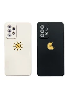 2pcs Couple Cartoon Graphic Phone Case Compatible With iPhone 15/15Pro/15Plus/15Promax - Multicolor - View 2