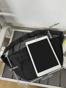 Lightweight,Business Casual Large Capacity Knot Decor Fanny Pack For Teen Girls Women College Students,Rookies & White-Collar Workers Perfect For Office,College,Work ,Business,Commute,Outdoors, Travel, Outings, Preppy Bum Bag For The First Day Of School, Japanese Bag - Black - View 3