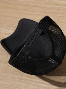 Men Expression Print Trucker Hat - Black - View 3