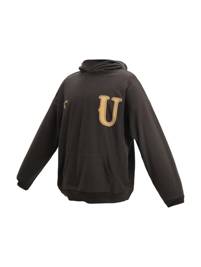 Men Floral & Letter Graphic  Pocket Hoodie