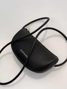 1 件迷你纯色 PU 皮革纹理女士斜挎包，可装手机和钥匙，适合装约会用品和礼物 - 黑色 - 查看 1