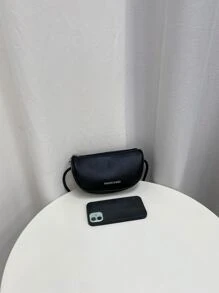 1 件迷你纯色 PU 皮革纹理女士斜挎包，可装手机和钥匙，适合装约会用品和礼物 - 黑色 - 查看 5