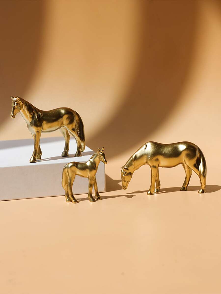 3pcs Horse Shaped Decoration Craft - Gold - View 1