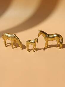 3pcs Horse Shaped Decoration Craft - Gold - View 4