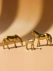 3pcs Horse Shaped Decoration Craft - Gold - View 5