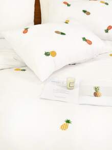 Pineapple Embroidered Duvet Cover Set Without Filler - White - View 2