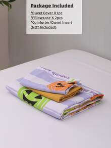 Halloween Pumpkin Pattern Duvet Cover Set Without Filler - Multicolor - View 3