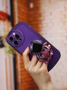 Clear Phone Case With Stand-Out Phone Grip - Purple - View 2