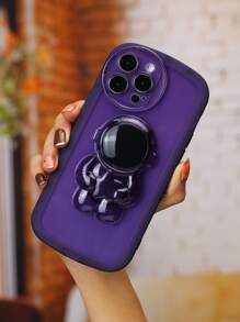 Clear Phone Case With Stand-Out Phone Grip - Purple - View 5
