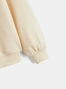 SHEIN Tween Girl Letter & Figure Graphic Drop Shoulder Sweatshirt - Beige - View 3