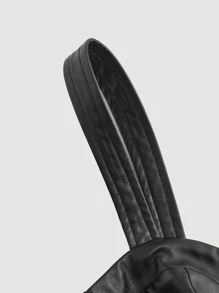 SHEIN MOD Hanky Hem PU 皮革吊带背心紧身胸衣上衣 - 黑色 - 查看 3