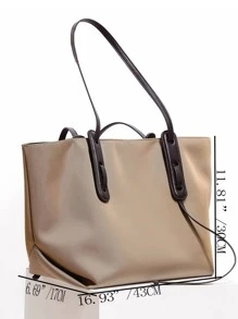 輕薄便攜大容量休閒時尚簡約單肩手提包適合女生女大學生新人白領秋冬必備上班辦公通勤學院秋冬戶外 - 摩卡棕 - 查看 4