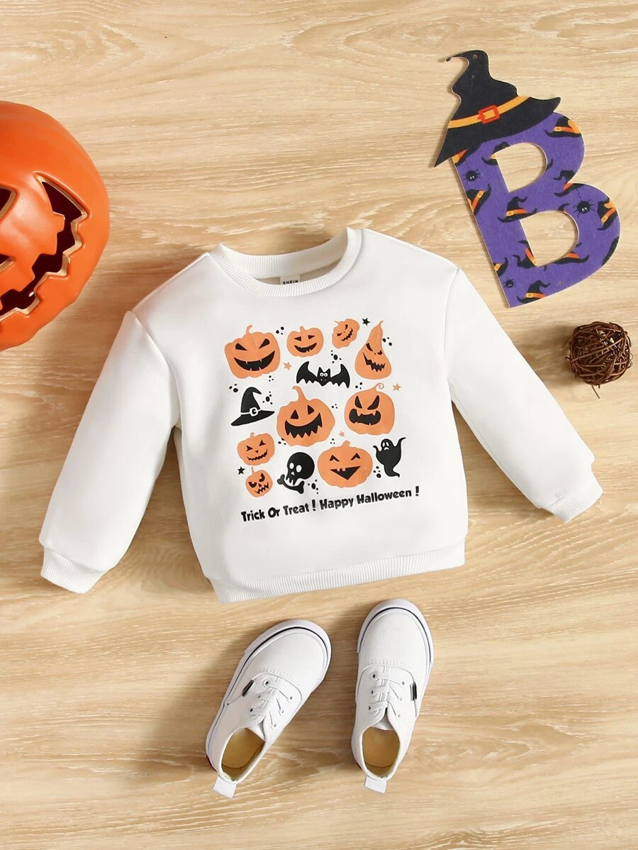 SHEIN Bluzy niemowlęce Halloween Slogan Casual