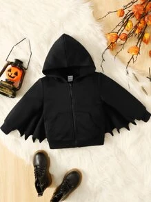 SHEIN Baby Sweatshirts Kantong Zip Plain Lucu - Hitam - View 1