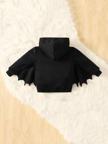 SHEIN Baby Sweatshirts Kantong Zip Plain Lucu - Hitam - View 2