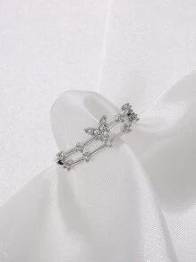 1 Pieza Anillo Abierto De Cobre Con Decoración De Mariposa De Nuevo Estilo, Adecuado Para El Uso Diario De Las Mujeres - Plateado - Ver 2