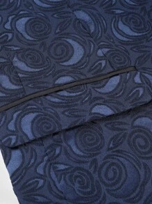 CLOUDSTYLE Men Jacquard Lapel Neck Flap Detail Blazer - Navy Blue - View 4