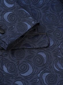 CLOUDSTYLE Men Jacquard Lapel Neck Flap Detail Blazer - Navy Blue - View 6