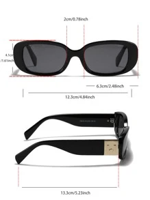 Letter Decor Square Frame Fashion Glasses Shades Beach Accessories Basics Fall Winter Women Outfits Clothes Business Casual Gifts For Summer Beach Vacation,Outdoor,Travel - Grey - View 5