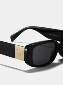 Letter Decor Square Frame Fashion Glasses Shades Beach Accessories Basics Fall Winter Women Outfits Clothes Business Casual Gifts For Summer Beach Vacation,Outdoor,Travel - Grey - View 4