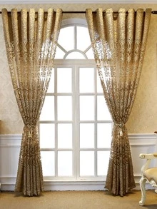 Rèm đơn bảng thêu hoa - Cà phê nâu - Xem 7