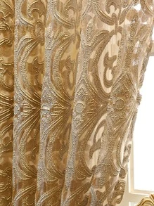 Rèm đơn bảng thêu hoa - Cà phê nâu - Xem 4