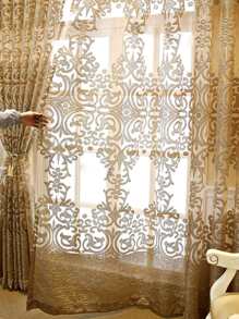 Rèm đơn bảng thêu hoa - Cà phê nâu - Xem 5