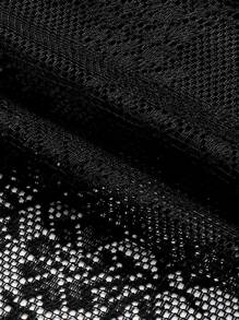 Rose Pattern Single Panel Sheer Curtain, Black Embroidered Lace Curtain For Home Decor - Black - View 5