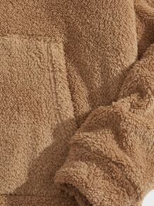 Manfinity VCAY Nam Plus Thêu Chữ Túi kangaroo Teddy Hoodie - màu nâu - Xem 4