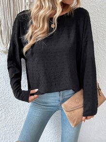 SHEIN Privé Swiss Dot Wrap Back Pearls Blouse - Black - View 5