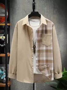 Manfinity Men Plaid Print Shirt Without Tee - Khaki - View 1