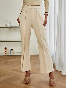 Sollinarry Seam Front Split Hem Trousers - Apricot - View 6