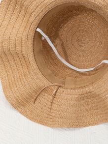 兒童繩索裝飾草編帽