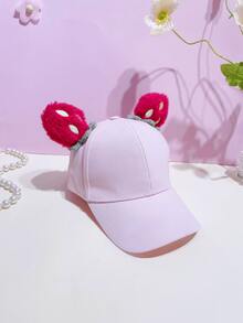 女孩草莓裝飾棒球帽 - 粉色 - 查看 3