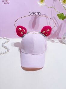 女孩草莓裝飾棒球帽 - 粉色 - 查看 5